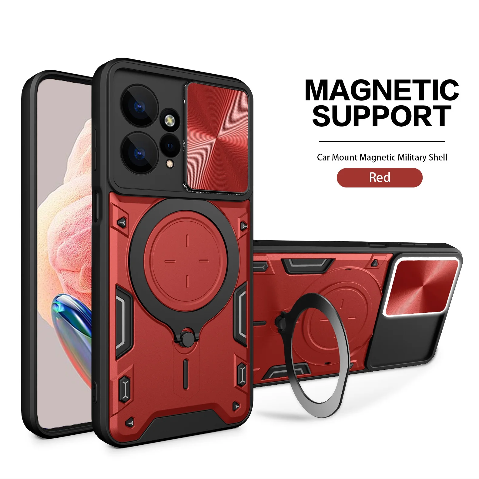 thumbnail image 1 of Funda de lente de cámara deslizante para Xiaomi POCO F3, X4, X5, F5 Pro, 5G, X4 GT, parachoques de grado militar, anillo de armadura, cubierta de protección contra golpes, 1 of 5