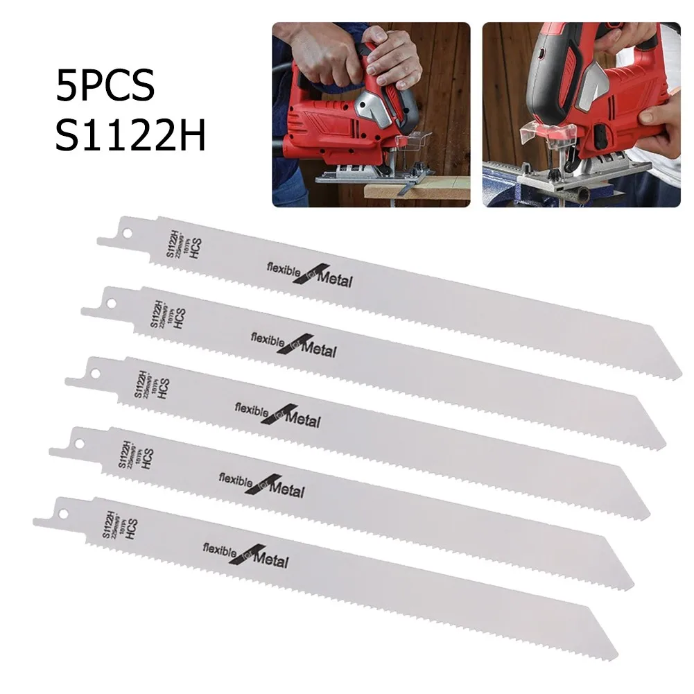 

5Pcs 225mm BI Metal Reciprocating Saw Blade Metal Wood Cutting Saber Saw 10TPI 1/2in Universal Shank Woodworking Jig Saw Blade