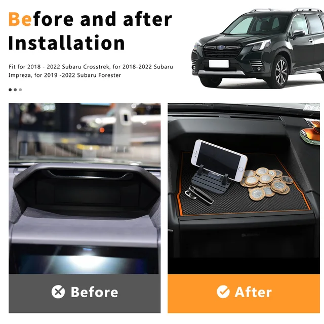 Dashboard Mat For Subaru Forester, Crosstrek, Impreza (2019-2023) - Silicone Protector, Black - View #7