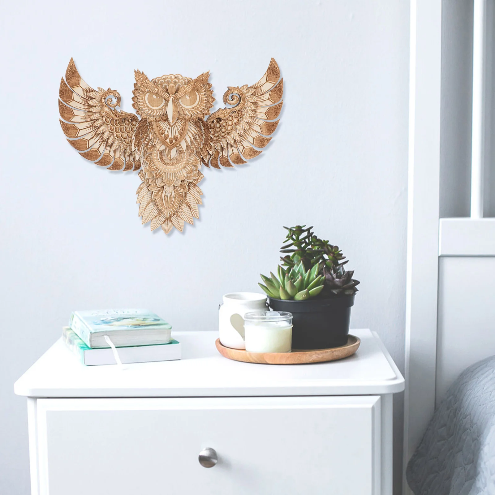 

Wooden Owl Adornment Wooden Owl Hanging Wall Decoration Wooden Owl Ornament For Home Owl Handicraft Pendant Decor Wooden Wall