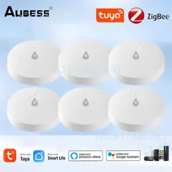 Aubess ZigBee Water Leakage Sensor Tuya Smart Water Level Detector Flood Alert Waterproof Overflow Security Protection Alarm