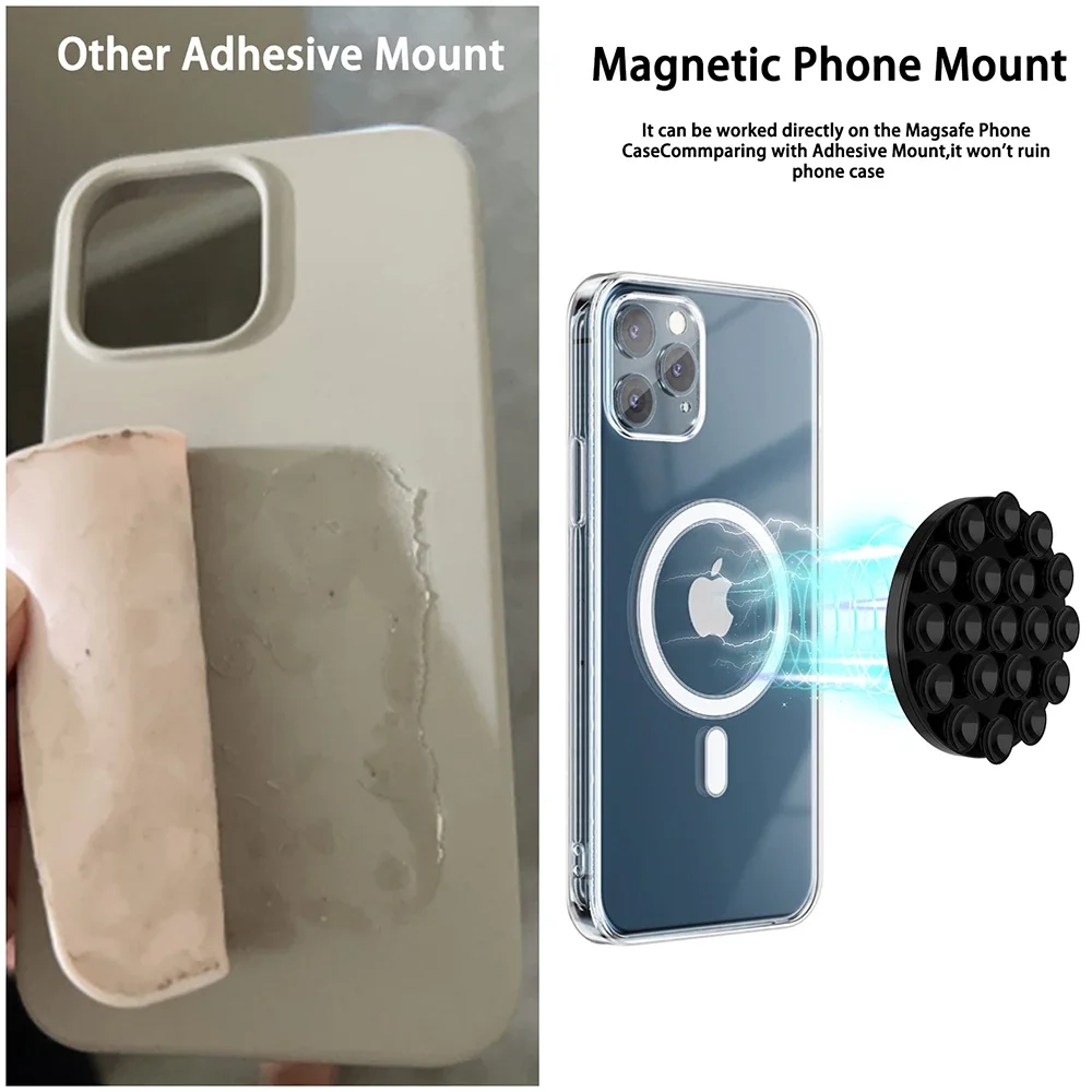 Mptionx Magnetic Suction Cup Phone Mount Silicone Suction Phone Case Grip Stand Holder Hands-Free Mirror Shower Holder Mou