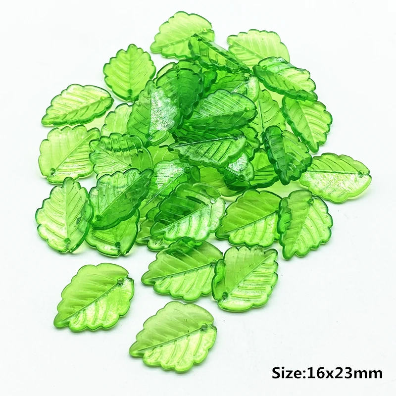 Beads For Jewelry Making 20 pcs/lot Green Small Leaf Shape Handmade DIY Accessories