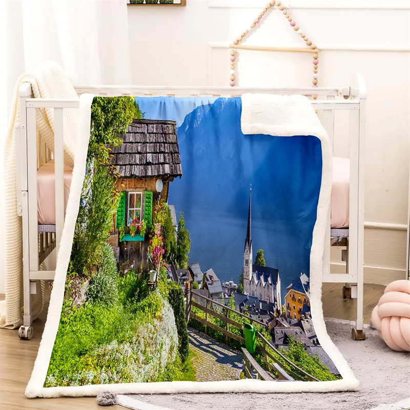 

Beautiful Buildings Winter Home Blanket Thick Warm Winter Bed Blankets Office Nap Shawl Sofa Cover Fluffy Bedspread On The Bed