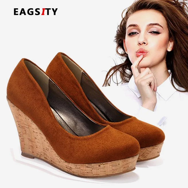 Wedges Round Toe Wedding Pumps Round Toe Shoes Platform Wedge Pumps