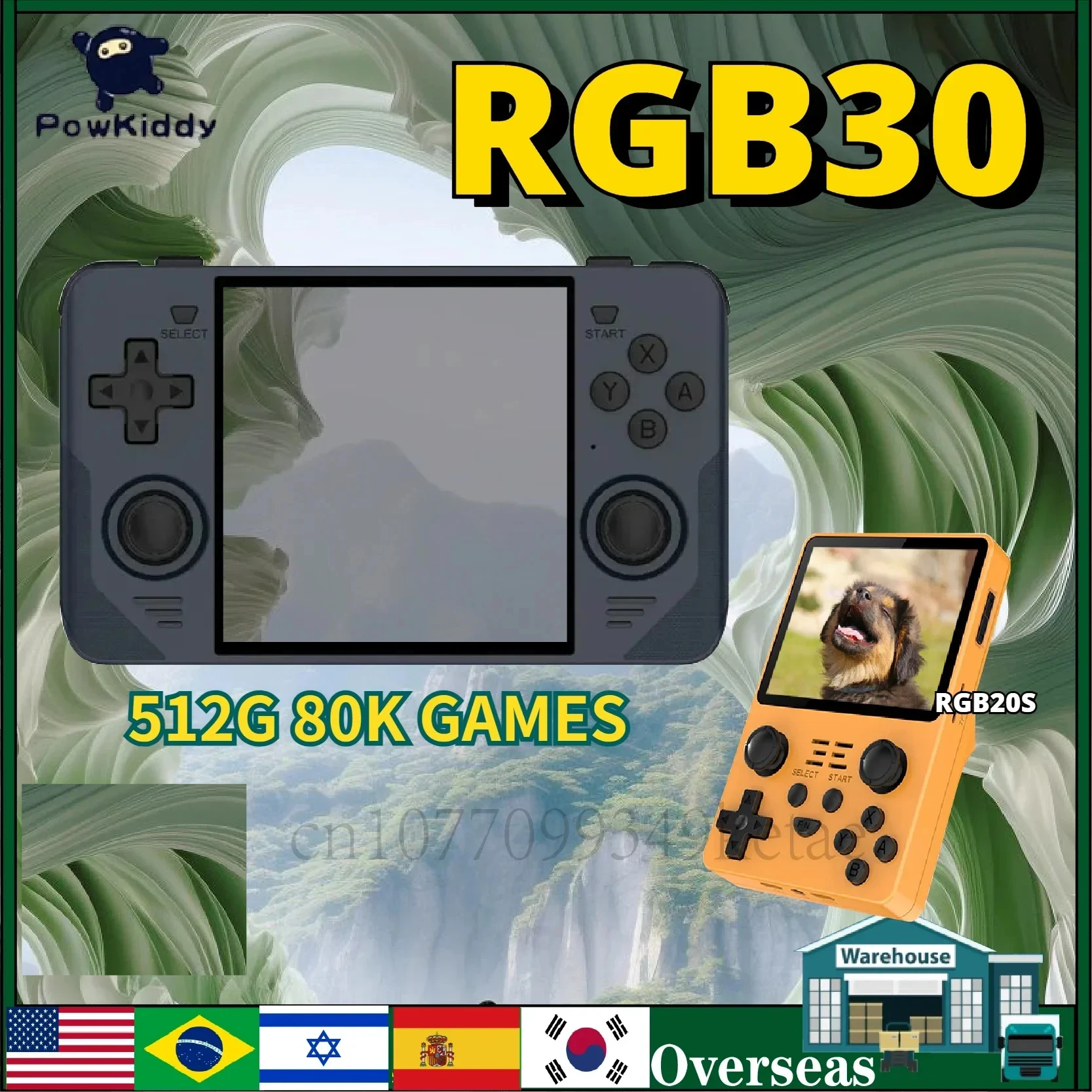 Powkiddy Rgb30 Rgb20S Retro Pocket Schermo Ips Da 4 Pollici Wifi Integrato Rk3566 Console Di Gioco Portatile Open-Source Regali Per Bambini Psp