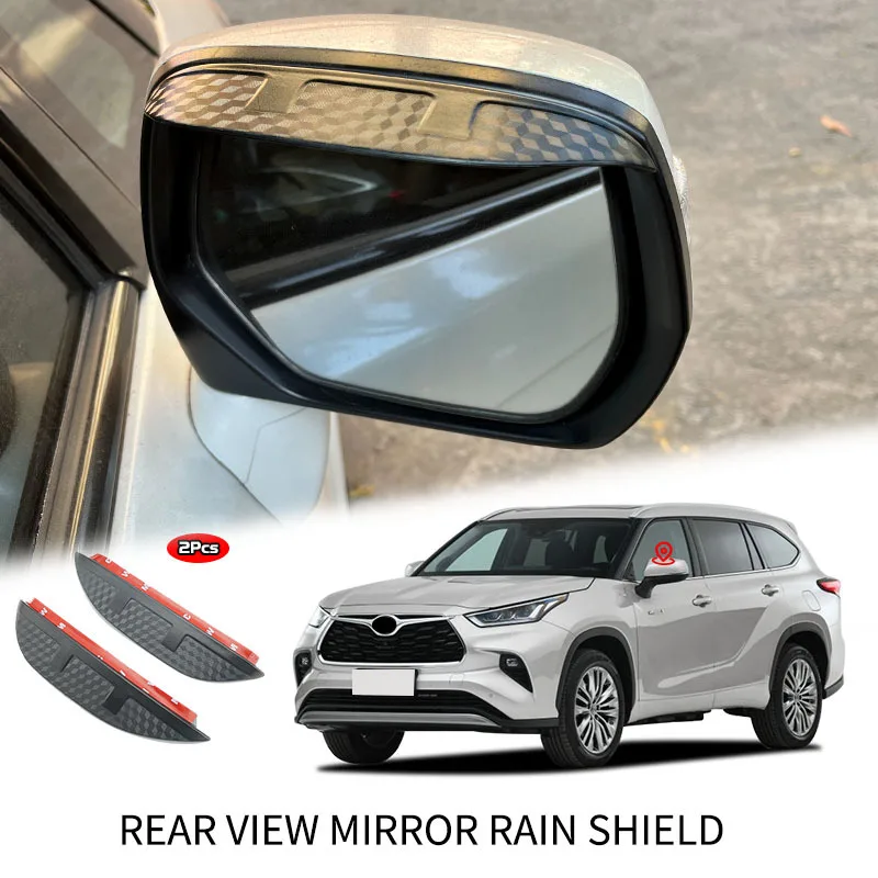 

For Toyota Highlander XU40 XU50 XU70 Inflexible Acrylic Car Rear view Mirror Eyebrow Rain Gear Shield Anti-rain Cover Gutters