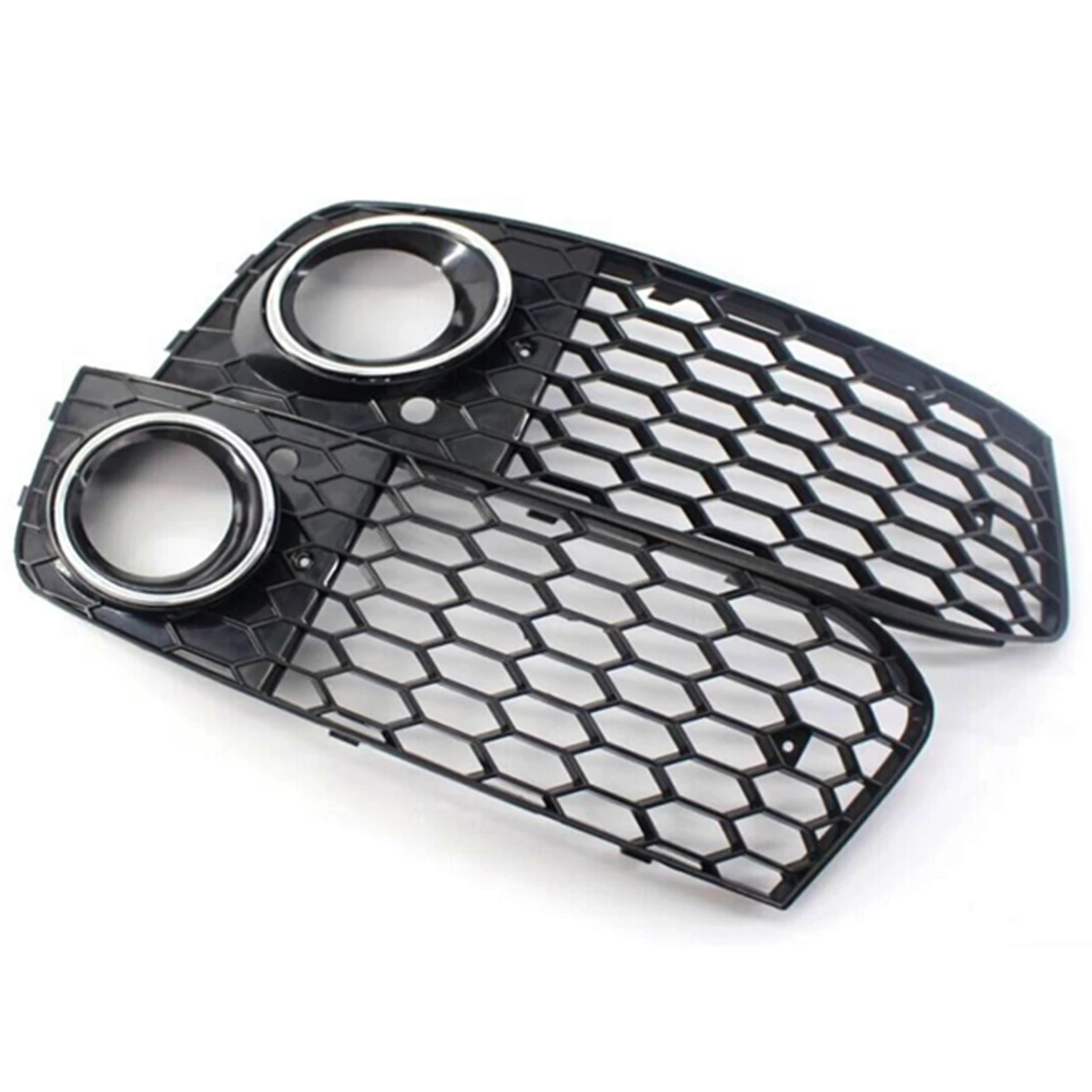 Schwarz/Chrom Nebel Licht Gitter Für Audi A4 B8 2009-2012 Auto Front Stoßstange Grill Mesh Waben gitter Nebel Licht Surround Abdeckung – Detail 7