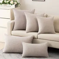 Scandinavian ins style solid colour pillow heavy cotton linen living room sofa cushion winter waist pillow 3