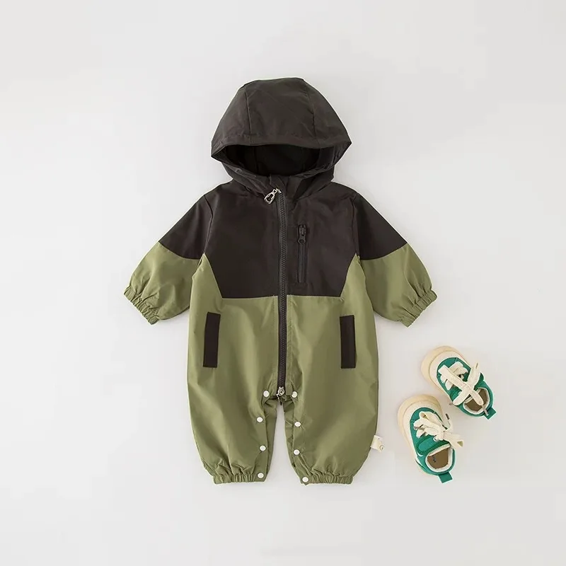 Baby Boys Long Sleeve Hoodie Jumpsuits Windproof Rompers