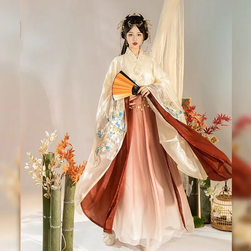

Женское платье Hanfu, старинное раннее женское платье, женская одежда, Повседневное платье Hanfu для народного танца