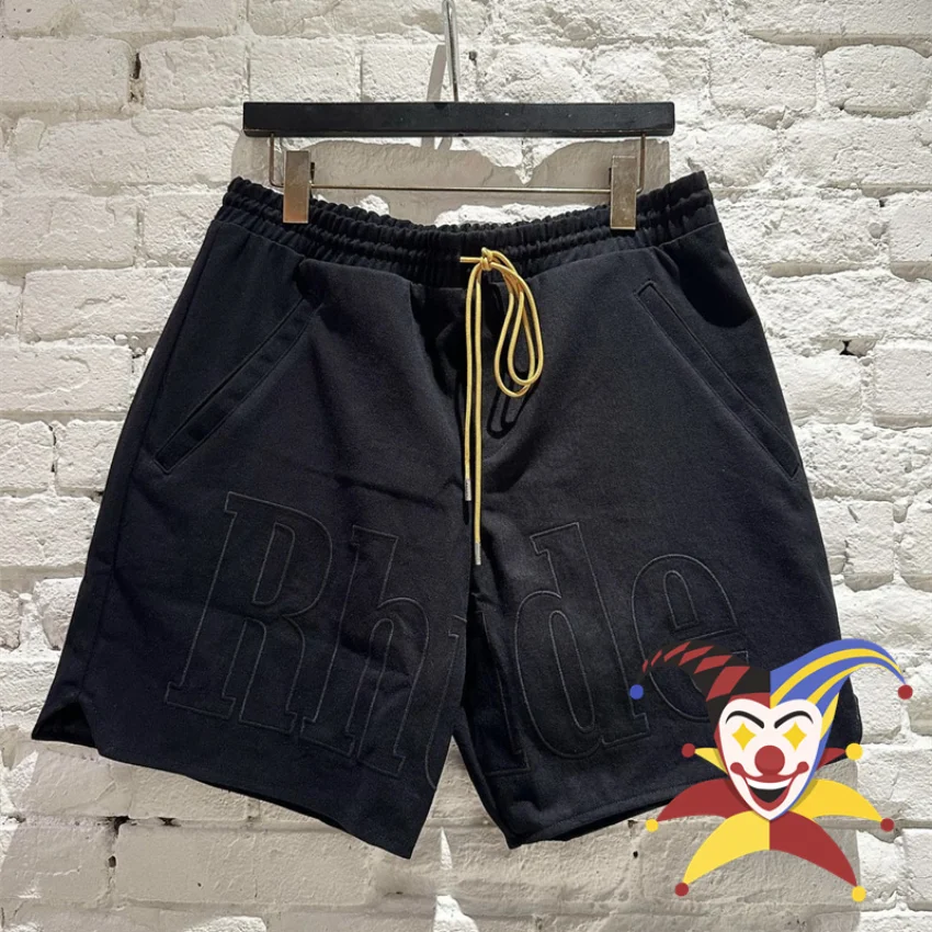 

Rhude Multiple Pockets Cargo Shorts Men Women Double-Deck Logo Embroidered Black Breeches