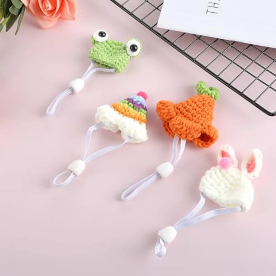 Cute Knitted Hats for Small Animals Set