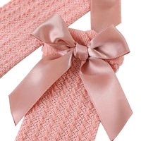 Mildsown Baby Girls Knee High Socks Soft Long Socks Thin Breathable Mesh Stockings with Bow for Infants Leg Warmers 0-3Years Old 6