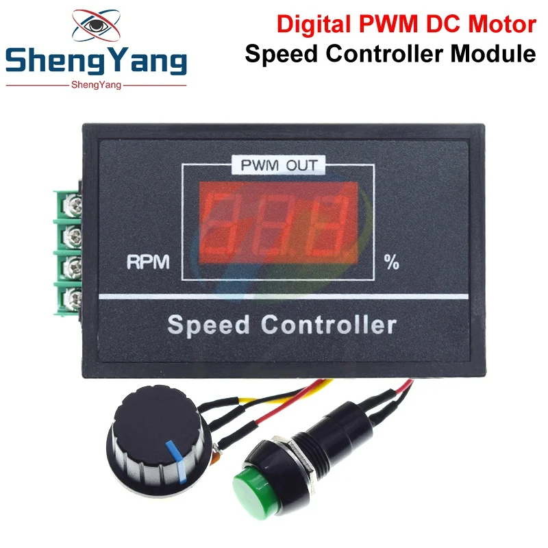 DC 6-60V 30A Digitale LED-Anzeige 0-100% DC 12V 24V 48V Motorgeschwindigkeitsregler-Modul PWM mit B100K Drehpotentiometer-Schalter