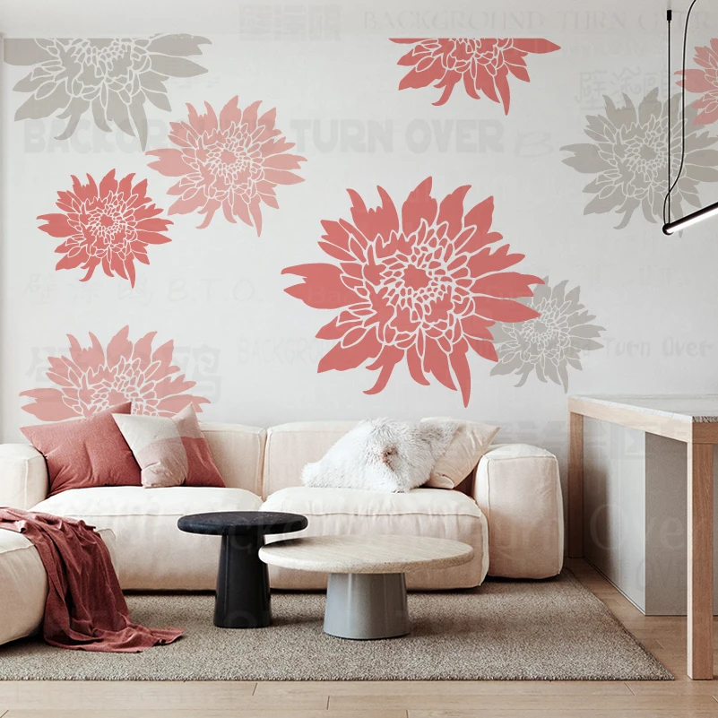 Estêncil para Pintura de Parede 40cm80cm Placa Decorativa Gesso para Pintar Massa de Vidraceiro Flor Grande S255
