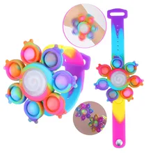 

LED Rotating Wristband Flower Bubble Fidget Spinner Toy Silicone Rainbow Bracelet Illuminous Gift For Kids Adult Stress Relief