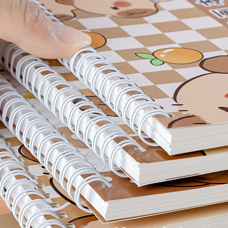Kawaii Fashion Capybara A5 Coil Notebook 2/4Pcs Cute Cartoon Thickened Notepad Portable Mini Diary Student Stationery Gifts