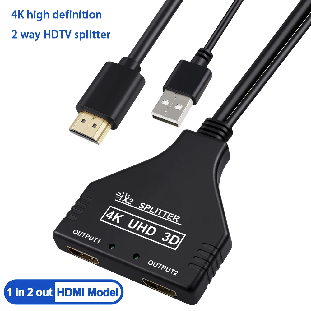 HDMI Cable - HDMI Splitter 1 in 2 Out/HDMI Splitter Adapter Cable HDMI Male  to Dual HDMI Female 1 to 2 Way, Support Two TVs at The Same Time, Signal