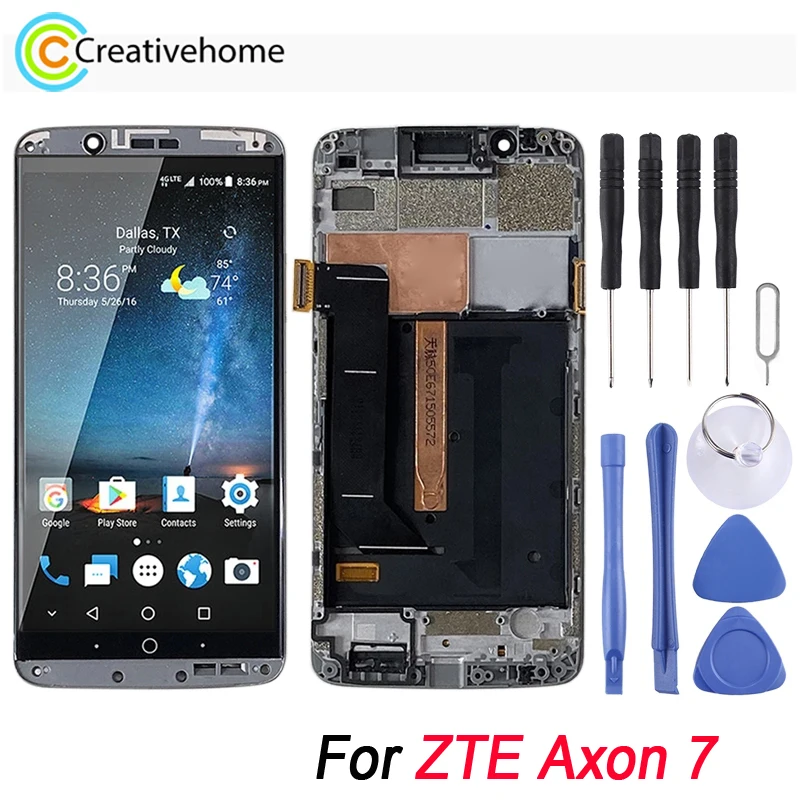 

Original AMOLED LCD Screen For ZTE Axon 7 A2017 A2017U A2017G Phone Display and Digitizer Full Assembly Replacement With Frame