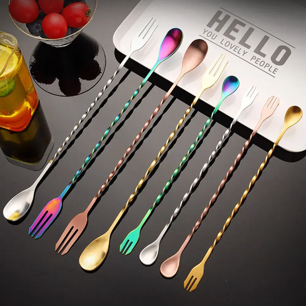 Creative Long Spiral Handle Cocktail Spoon Stainless Steel Whisky Wine Mixing Spoon Shaker Muddler Stirrer Bar Accessories cocktail stirrers