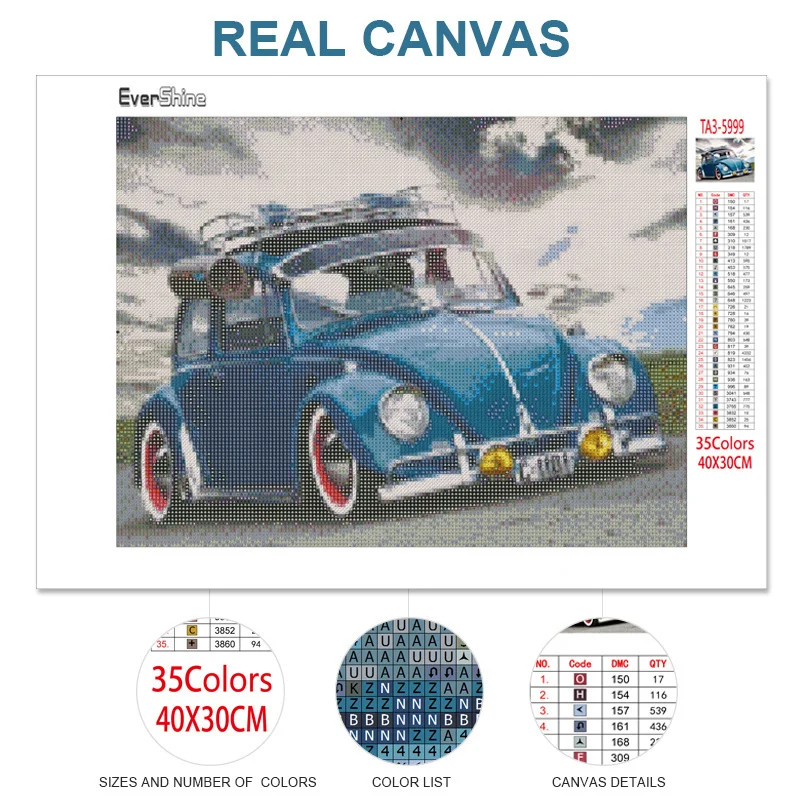 Description Picture 5 of itemEverShine Diamond Painting Kits Car Diamond Art Scenery Cross Stitch Bead Embroidery Mosaic Picture Rhinestones Home Decor