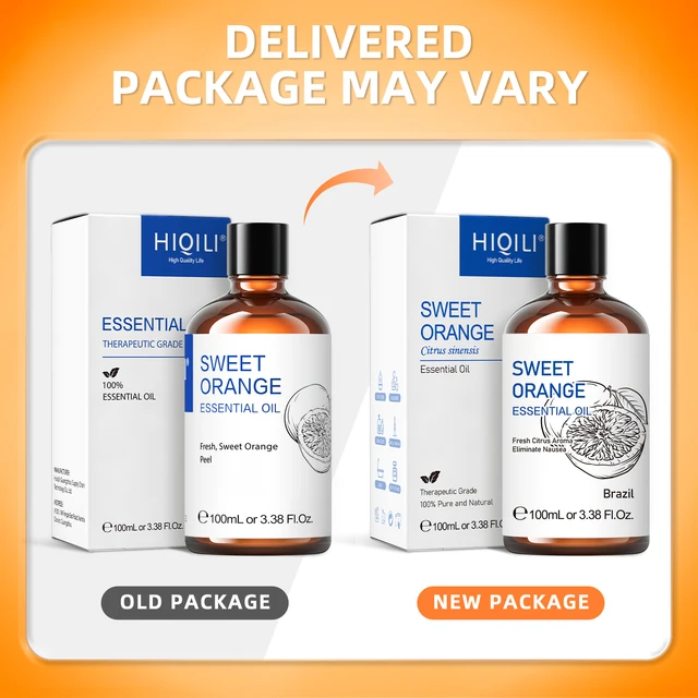 HIQILI 100ML Sweet Orange Essential Oils,100% Pure Nature for Aromatherapy, Diffuser, Humidifier, Massage, Fresh air, Candle - Image 2