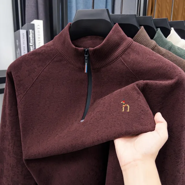 Sudadera Derong auténtica y Original de diseñador para hombre, sudadera con media cremallera, cuello levantado, manga larga, antiestática, agradable a la piel, suave y cálida para otoño