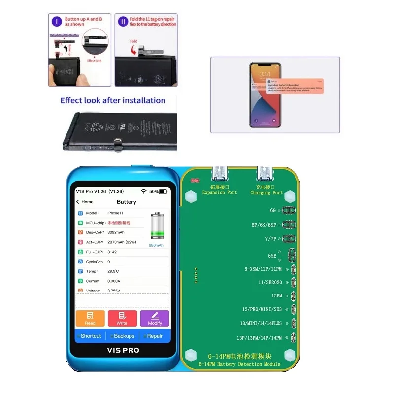 JC V1SE Battery Flex Cable For iPhone XR XS Max 11 12 13