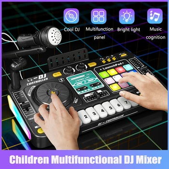 Giradischi DJ multifunzionale con microfono Simulazione Mixer DJ Lettore DJ elettrico Bluetooth Intrattenimento musicale Regalo per bambini