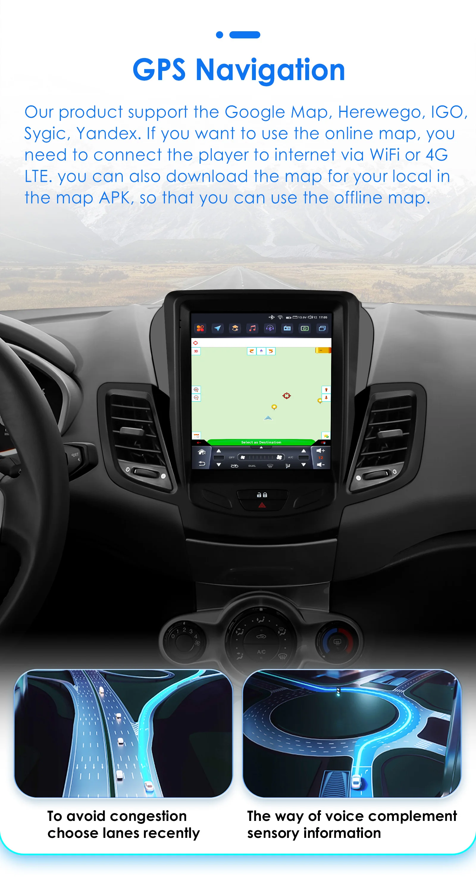 OSSURET 9.7inch 2 DIN Android 13 Car Radio for Ford Fiesta 2009-2017 Multimedia Stereo Vertical Screen Carplay Panoramic Camera