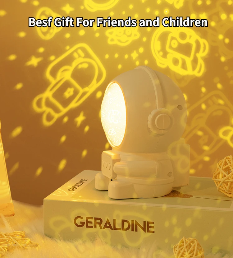 Creative Colorful Cute Astronaut Projector Night Lamps Cartoon Spaceman Bedroom Decors HD Projection Birthday Luminous Toy Gifts candle night