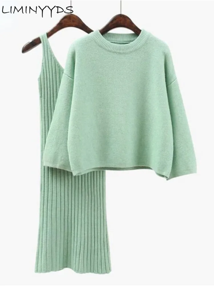 

Sweater Woman Pullover Long Sleeve Ladies Knit Top + High Waist Knitting Sling 2023 Spring Winter New 6 Color