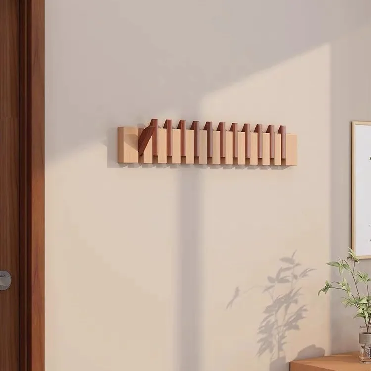 Solid Wood Piano Key Hook Without Punching Holes on The Wall Porch Clothes Hook Entry Door New Creative Door Hanger