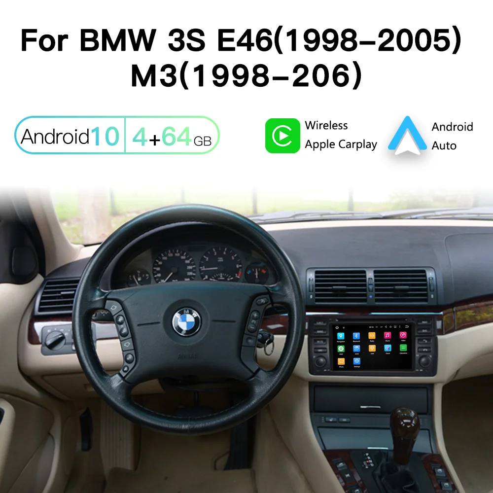 

ODTOPCAR 7 "Android автомобильный беспроводной адаптер Carplay обновление для BMW 3S E46/M3 DVD плеер TouchscreenGPS Navi WIFI Bluetooth