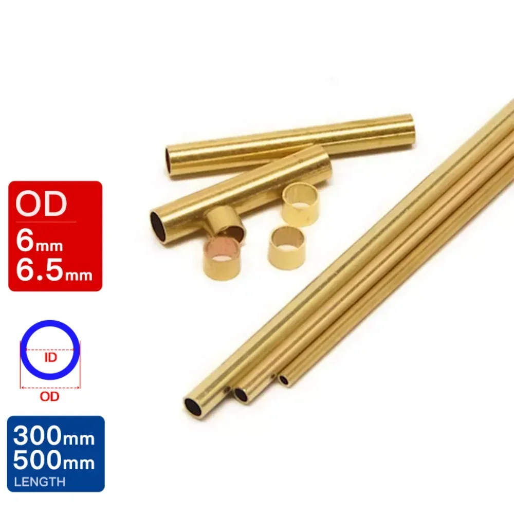 

3pcs-5pcs Brass pipe outer diameter 6 6.5mm length 300 500mm OD 6mm 6.5mm Hollow straight round Thin Brass tube piping