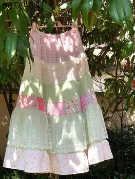 Matakawa Gonne lunghe stile giapponese Stampa Vintage A-line Primavera Estate Faldas Mujer Patchwork Gonna dolce moda donna 1