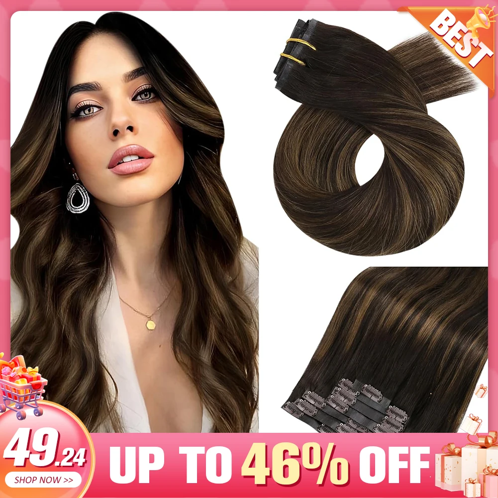

Moresoo Seamless Clip in Hair Extension Machine Remy Hair for Women Straight Ombre Blonde Hair Invisible PU Clip Hair Extension