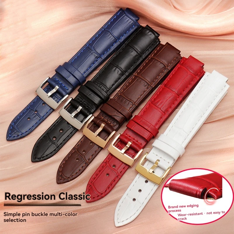 14 18 20 22Mm Cinturino In Pelle Di Vacchetta Grande Da Donna Di Medie Dimensioni Convesso In Bianco E Nero Rosso Per Ballon Bleu De Cartier