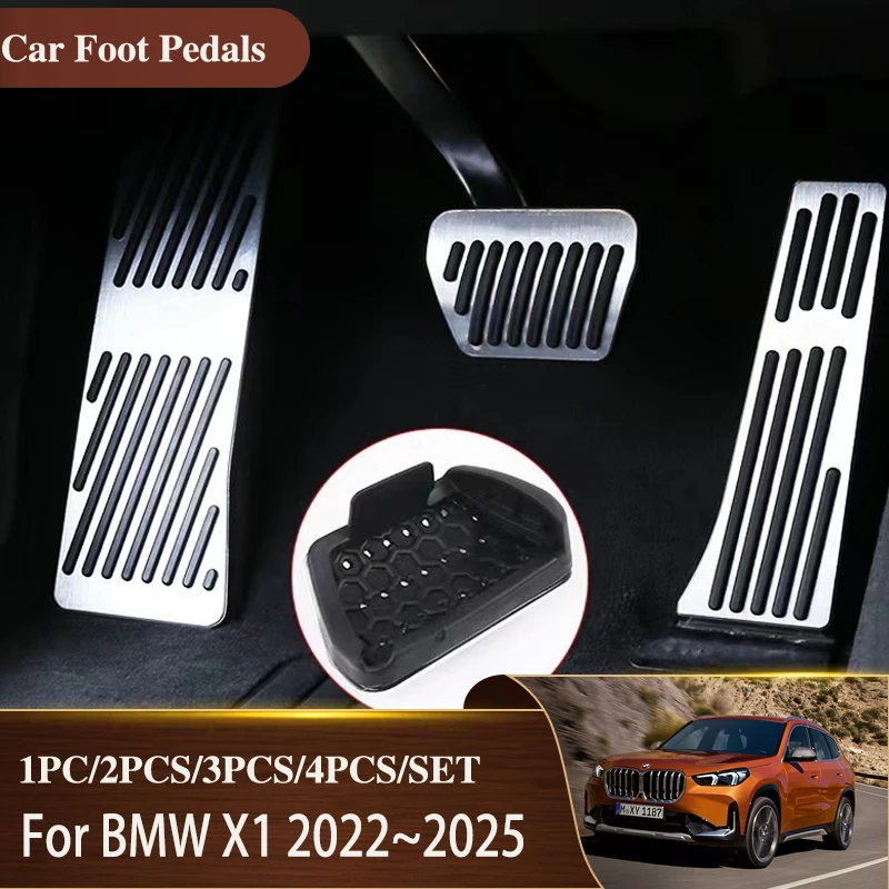 Auto-Gas-Bremspedale Für X1 F48 X2 F39 2016 2017 2018 2019 2020 2021 2022 Auto Accelerator Kraftstoff Bremspedale Platte Abdeckung Nicht-Slip Pad Zubehör Edelstahl Pedale Kappen
