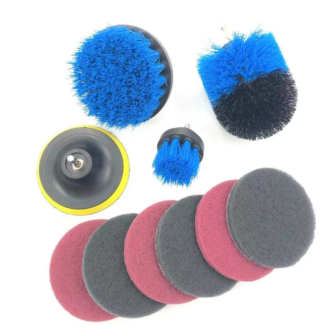 

Popular 10 piece drill cleaning brush kit Adhesive Plate Scouring Pads Sanding pad dill usage brushes