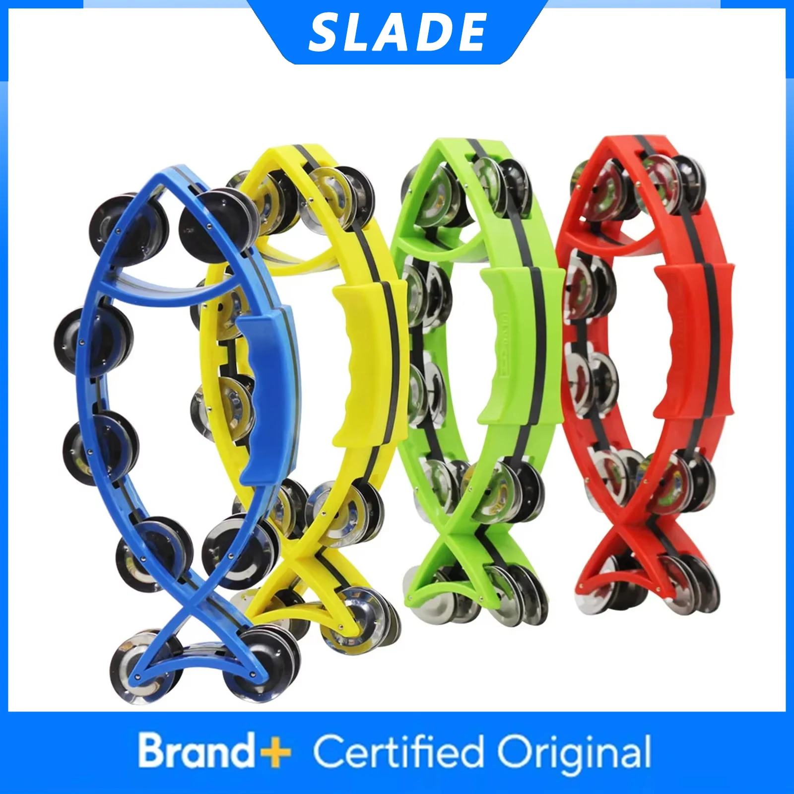 SLADE 핸드헬드 벨 물고기 모양 탬버린 징글벨 더블 탬버린 어린이 계몽 음악 장난감 교육 도구