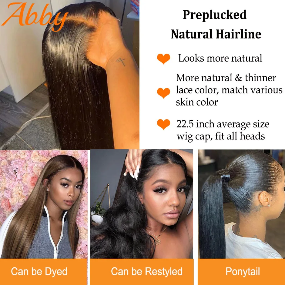 ABBY Hair Long Straight Lace Front Wigs HD Transparent Lace Frontal Wig Full For Women Human Hair Wigs human hair wig lace front wig human hair wigs front lace wig