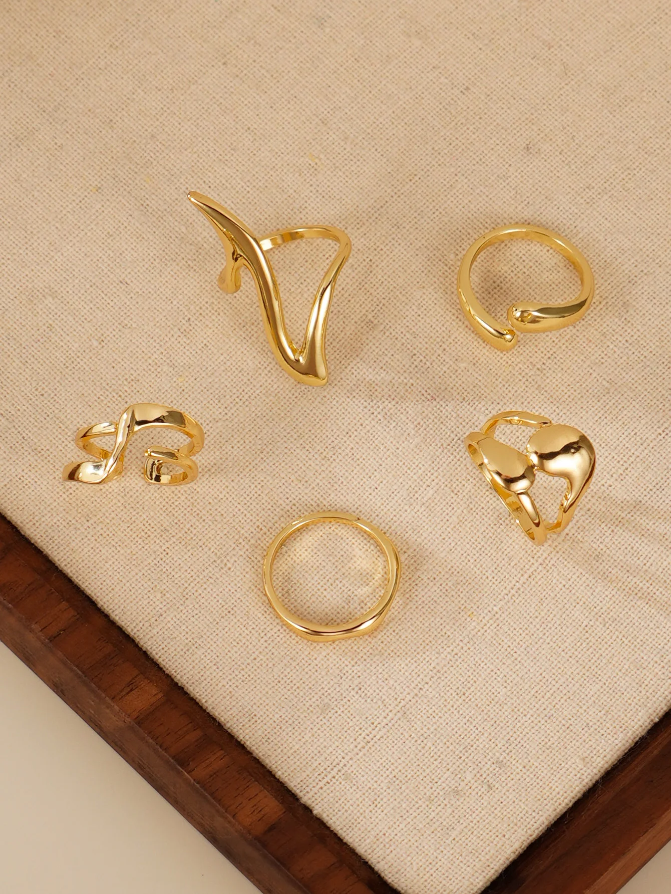 Punk Geometric Smooth Ring Set - Fashionable Daily Jewelry Accessory