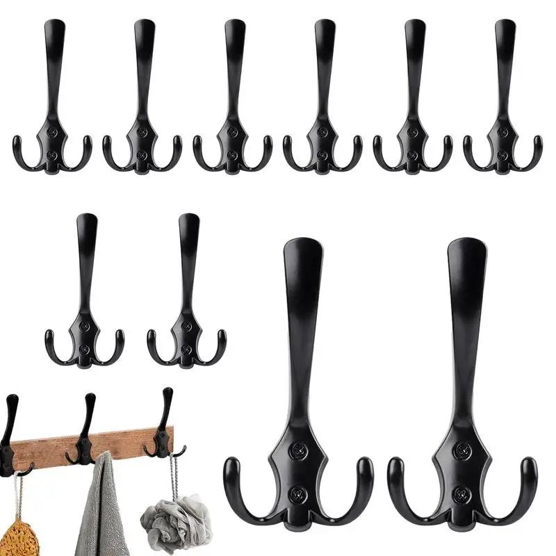 

Wall Mounted Coat Hooks Anti-Rust 3 Prong Utility Hooks with 20 screws Space-Saving Durable Utility Hooks For Coat Scarf Bag