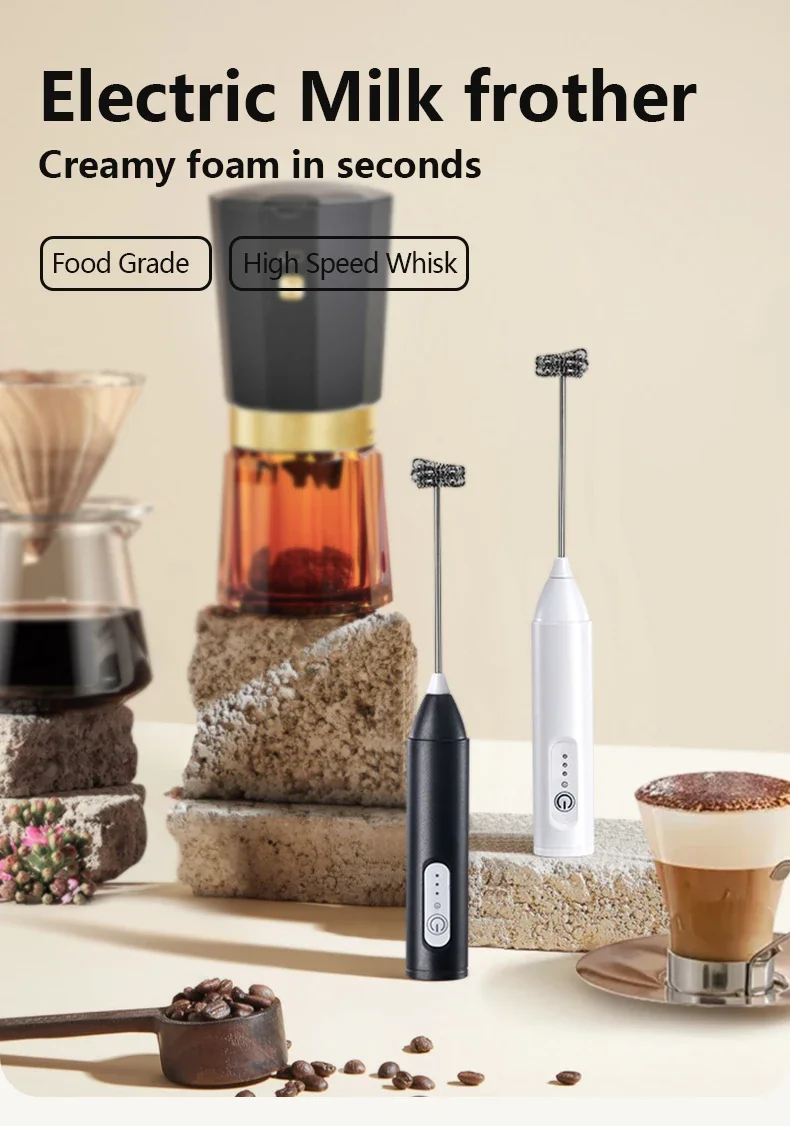 Description Picture 3 of itemWireless Milk Frothers  Electric USB Recharge 3 Speeds Handheld Blender Small Coffee Foam Maker Whisk For Coffee Kitchen Tools