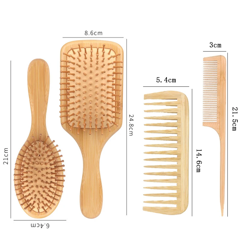 ٤ قطع فرشاة شعر خشب احترافية