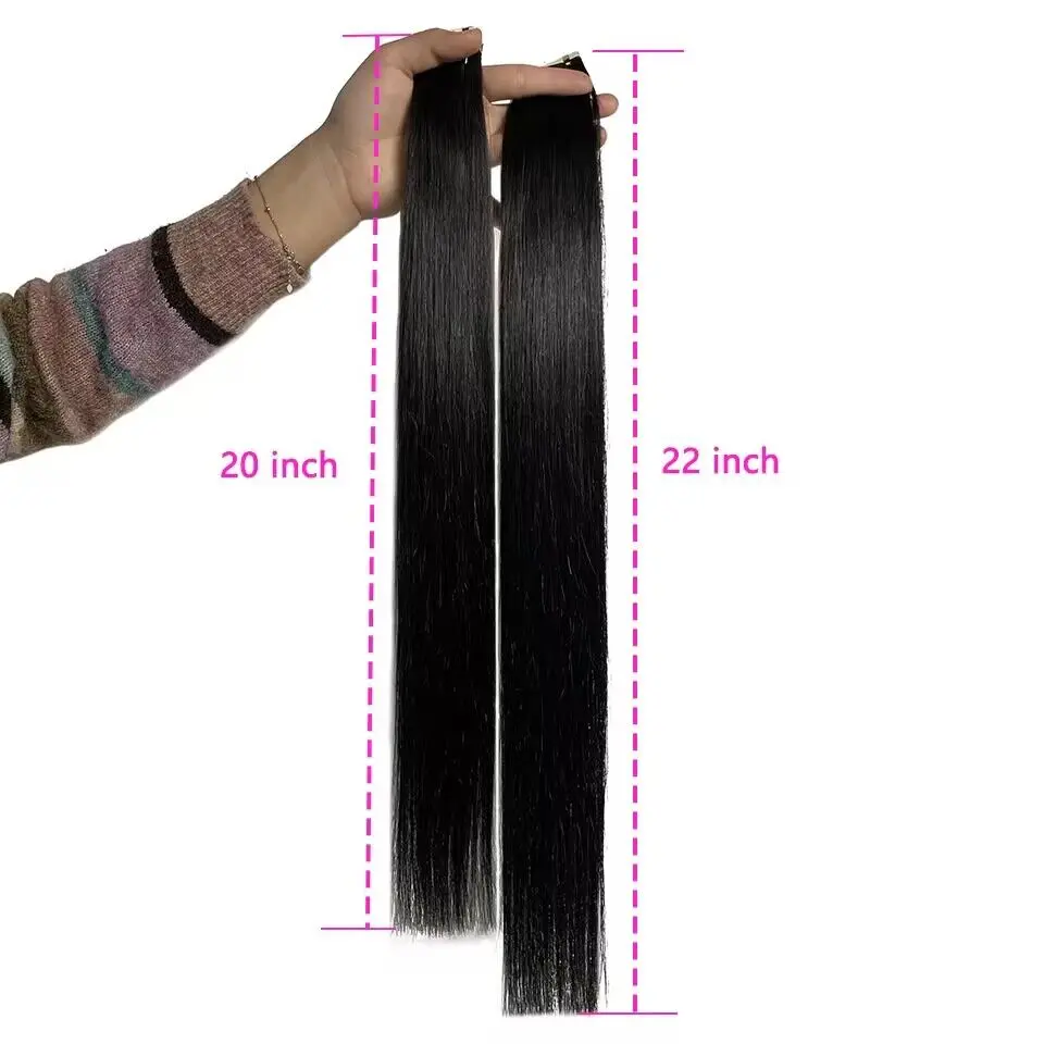 Straight Tape in Human Hair Extensions Natural Hair Extension Color #1B 14-26 Inches Brasil Remy Human Hair For Black Woman