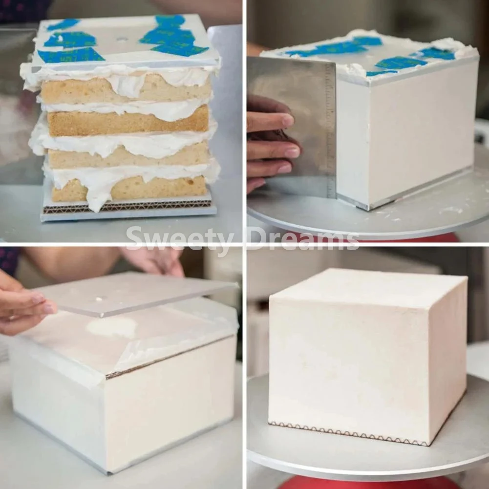 Acrylic Square Cake Disks Tall Double Barrel Cake Acrylic Disc Layer DIY Art Blank Board Topper Baking decoration Tool