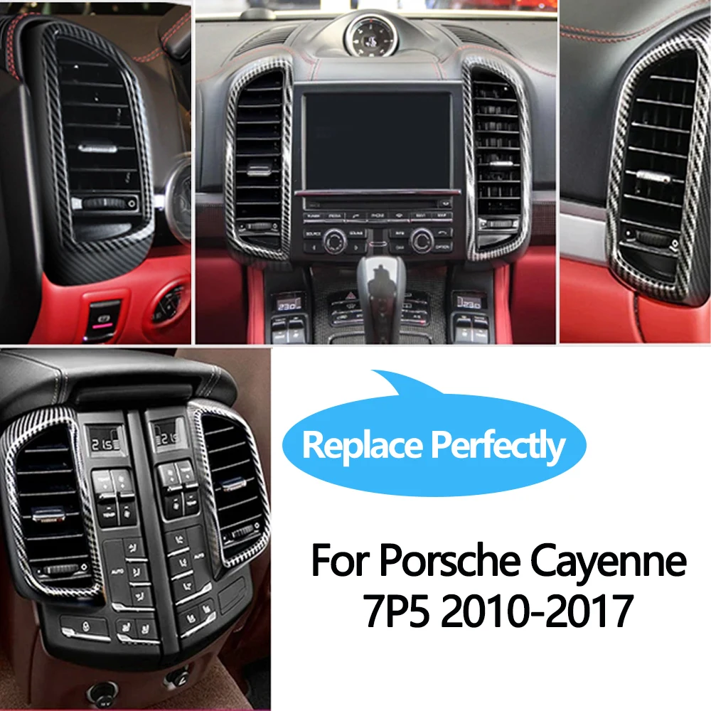 Auto In Fibra di Carbonio Anteriore Sinistra Destra Posteriore Aria Condizionata AC Griglia di Sfiato di Montaggio Completo Per Porsche Cayenne 7P5 2010-2017 - Image 6